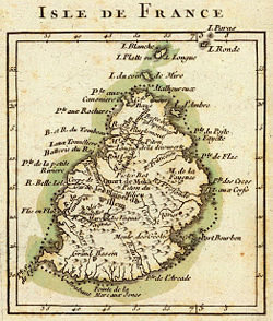 French map from 1791 depicting Mauritius (then called "Isle de France").