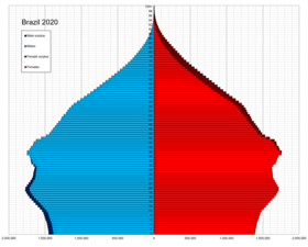 Pyramide des âges de Brésil en 2020