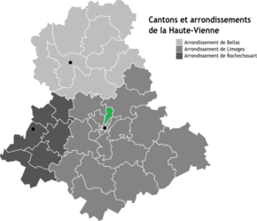 Poziția localității Cantonul Limoges-Vigenal