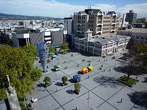 View of Cathedral Square, Christchurch, New Ze...