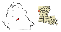 Location of Mansfield in De Soto Parish, Louisiana.