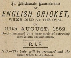 The death notice printed on The Sporting Times newspaper which first named the Ashes DeathofEnglishCricket.jpg