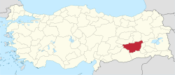 Location of the district of Diyarbakır within Turkey.