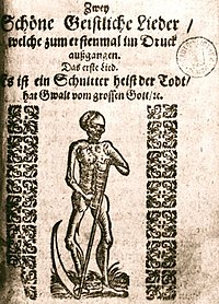 Иллюстрация к песне «Es ist ein Schnitter heist der Todt» из издания Й. Шультеса (ок. 1660)