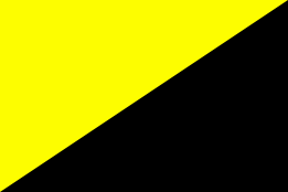 The black and gold flag, a symbol of anarchism (black) and capitalism (gold) which according to Murray Rothbard was first flown in 1963 in Colorado and is also used by the Swedish AnarkoKapitalistisk Front Flag of Anarcho-capitalism.svg