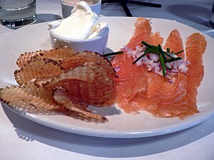 Pommes gaufrettes and smoked salmon — “‘FISH &...