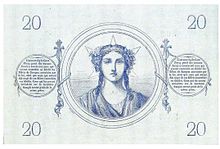 20 francs bleu, Face verso