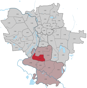 Lage des Stadtteils Südstadt (Halle) in Halle (Saale) (anklickbare Karte)