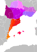 Karta över occitanoromanska dialekter och språk.