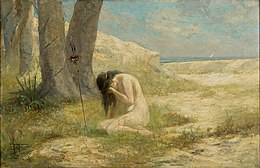 Iracema Painting (1909), by Antonio Parreiras (1850-1937), classic representation of the native Iracema who falls in love with the European colonizer Iracema (Antonio Parreiras, 1909).jpg