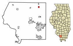 Location of Elkville in Jackson County, Illinois