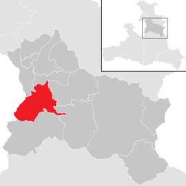 Poloha obce Kuchl v okrese Hallein (klikacia mapa)