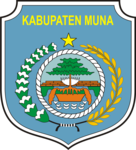 Former emblem of Muna Regency (2002–2012). With the creation of new West Muna Regency and North Buton Regency this logo was deemed not reflecting the current reality and replaced.[57]