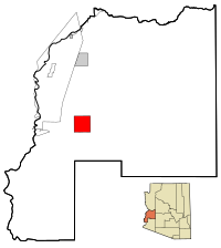 Location of Quartzsite in La Paz County, Arizona.