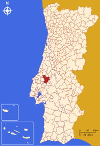 Santarém belediyesini gösteren Portekiz haritası