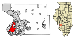 Location of Granite City in Madison County, Illinois.