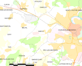 Mapa obce Warcq