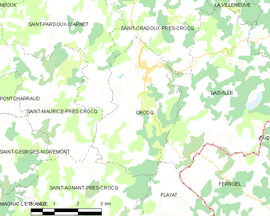 Mapa obce Crocq