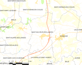 Mapa obce Saint-Sauveur-des-Landes