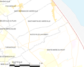 Mapa obce Audouville-la-Hubert