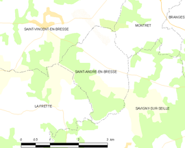 Mapa obce Saint-André-en-Bresse