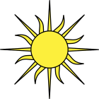 The sun allures to the lack of jungle and the constant presence of the Sun over the whole region.