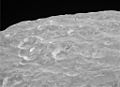 Mimas' albedo features on crater walls (Herschel at lower right)