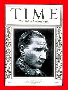 Cover for February 21, 1927, with Mustafa Kemal Ataturk Mustafa Kemal Pasha Time magazine Vol. IX No. 8 Feb. 21, 1927.jpg