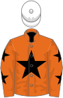 ORANGE, BLACK star and stars on sleeves, WHITE cap