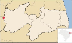 Location of Cachoeira dos Índios in the State of Paraíba