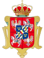 Coat of arms of the Polish branch of the House of Vasa as elected kings of Poland (Lithuania and Ruthenia) and rightful hereditary kings of Sweden (Finland and Estonia)