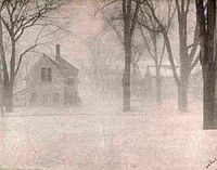 Un pueblo de Nueva Inglaterra en la niebla, 1905.