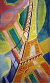 Robert Delaunay, 1926, Tour Eiffel, óleo sobre tela, 169 × 86 cm, Musée d'Art Moderne de la Ville de Paris