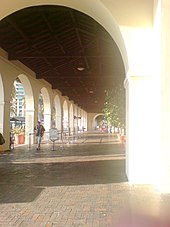 Arcade at Union Station, in San Diego, California Stage departure santa.JPG