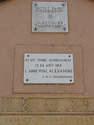 Plaque commémorative de l'abbé Vital Alexandre.