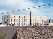 Back view of the Crosscut Canal Power Plant which was built in 1914 and located in the northwest corner of Mill Ave. and west of Washington Ave. The plant is considered eligible to be listed in the National Register of Historic Places.