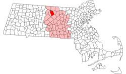 Location in Worcester County in Massachusetts