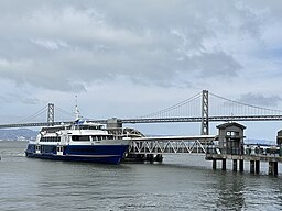 The Golden Gate Ferry “Sonoma” at the San Francisco Ferry Terminal Gate G in June of 2023.