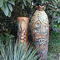 Two stoneware figures in the garden of Yalta Hotel Complex