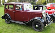 1933 Vauxhall Light Six. This was the first Vauxhall to sell in numbers comparable to rivals from the largest British car makers of the day. Vauxhall Light 6 1530cc Sep 1933.JPG