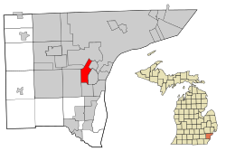 Location in Wayne County and the state of Michigan