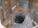 Inside of the entrance of the gold mine shaft.