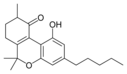 Chemická struktura 10-oxo-Δ6a10a-tetrahydrokanabinolu.