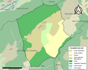 Carte en couleurs présentant l'occupation des sols.