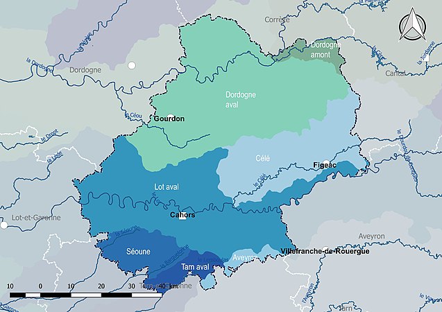 Les unités hydrographiques de référence du Lot.