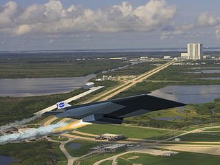 NASA art for a concept combining three technologies: electromagnetic launch assist from a hypothetical 2-mile (3.2 km) track at Kennedy Space Center, a scramjet aircraft, and a carried rocket for use after air launch reaches orbit. 480914main ELHVrailartistconcept.jpg