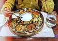 Non-vegetarian Andhra-Telengana thali in restaurant.