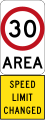 New 30 km/h Speed Limit Area (used in South Australia)