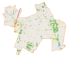 Mapa konturowa gminy Brójce, blisko centrum u góry znajduje się punkt z opisem „Leśne Odpadki”