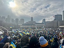 Anti-war protest in Toronto, Canada, 27 February 2022 Checking out the pro-Ukraine rally. (51908557385).jpg
